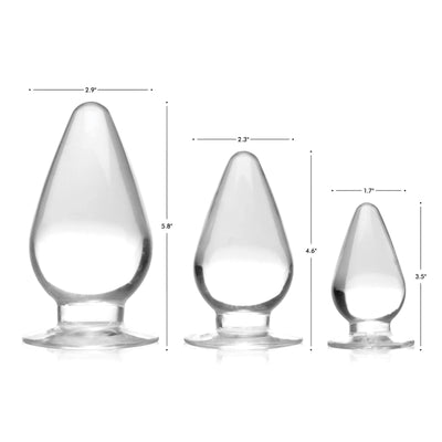 Triple Cones 3 Piece Anal Plug Set - Clear - The Dildo Hub