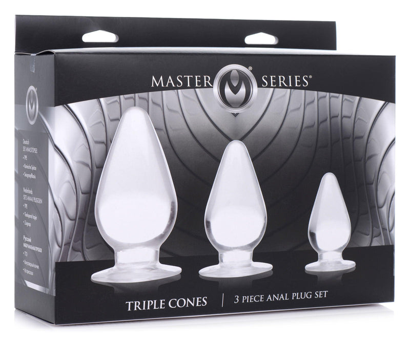 Triple Cones 3 Piece Anal Plug Set - Clear - The Dildo Hub