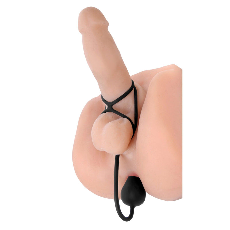 Triple Threat Silicone Tri Cock Ring with Anal Plug - The Dildo Hub