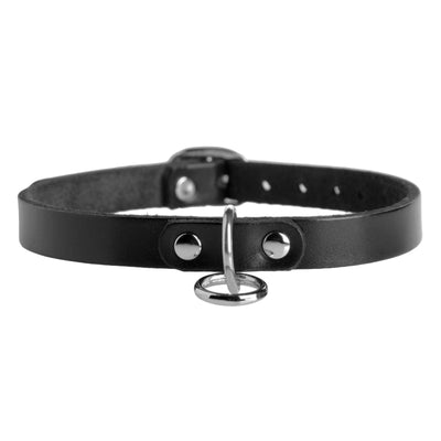 Unisex Leather Choker with O-Ring - SM - The Dildo Hub