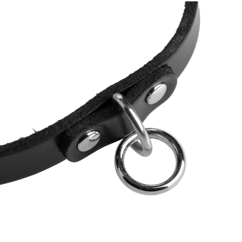 Unisex Leather Choker with O-Ring - SM - The Dildo Hub