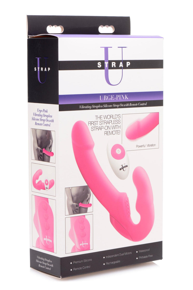 Urge Silicone Strapless Strap On With Remote- Pink - The Dildo Hub