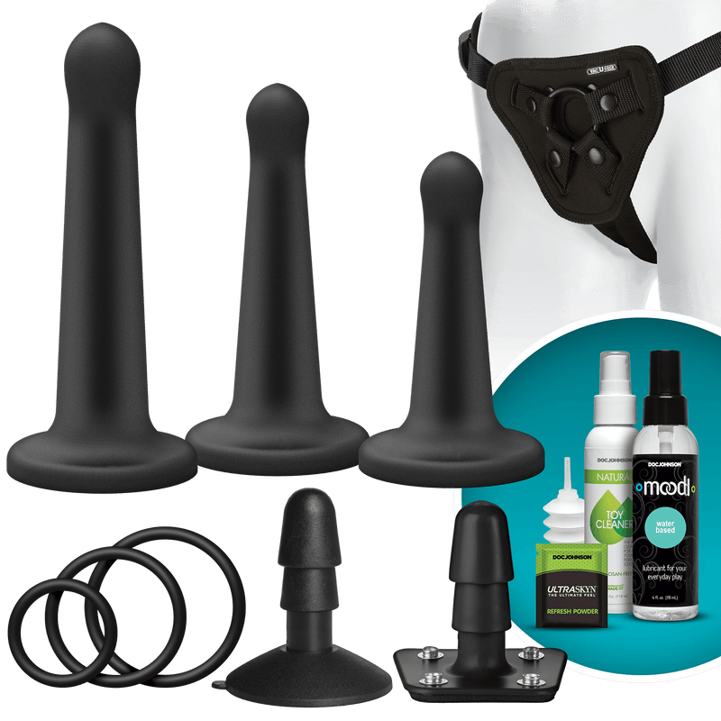 Vac-U-Lock Silicone Pegging Set - Black | Doc Johnson - The Dildo Hub