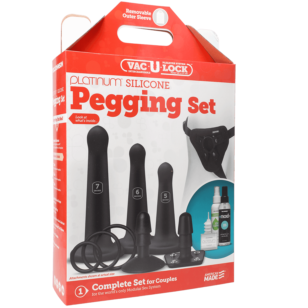 Vac-U-Lock Silicone Pegging Set - Black | Doc Johnson - The Dildo Hub