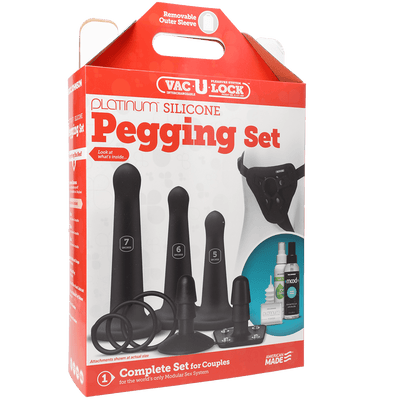 Vac-U-Lock Silicone Pegging Set - Black | Doc Johnson - The Dildo Hub