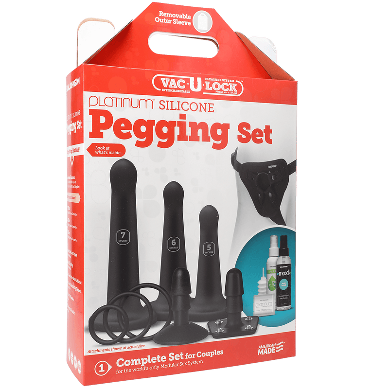 Vac-U-Lock Silicone Pegging Set - Black | Doc Johnson - The Dildo Hub