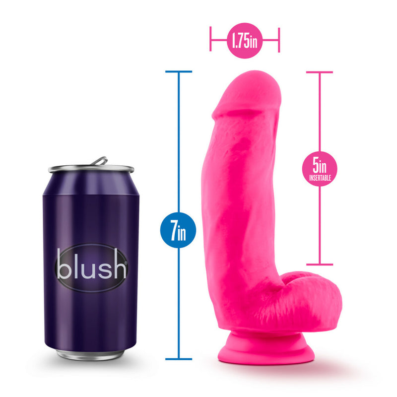 Neo Elite Silicone Dual Density Cock with Balls-Neon Pink 7 Inch