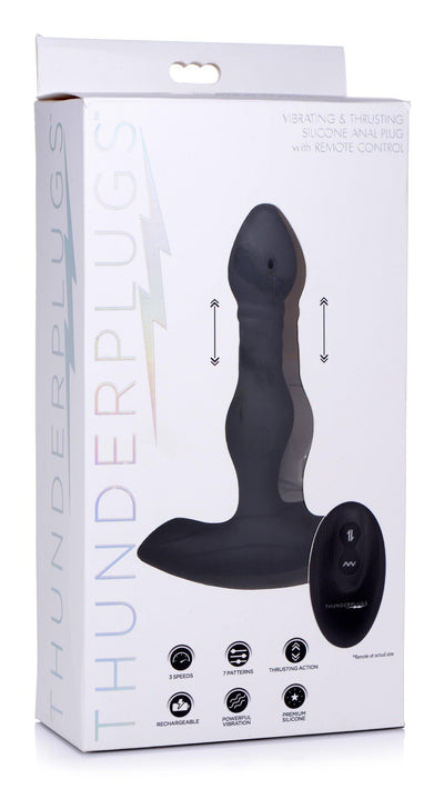 Vibrating and Thrusting Remote Control Silicone Anal Plug - The Dildo Hub