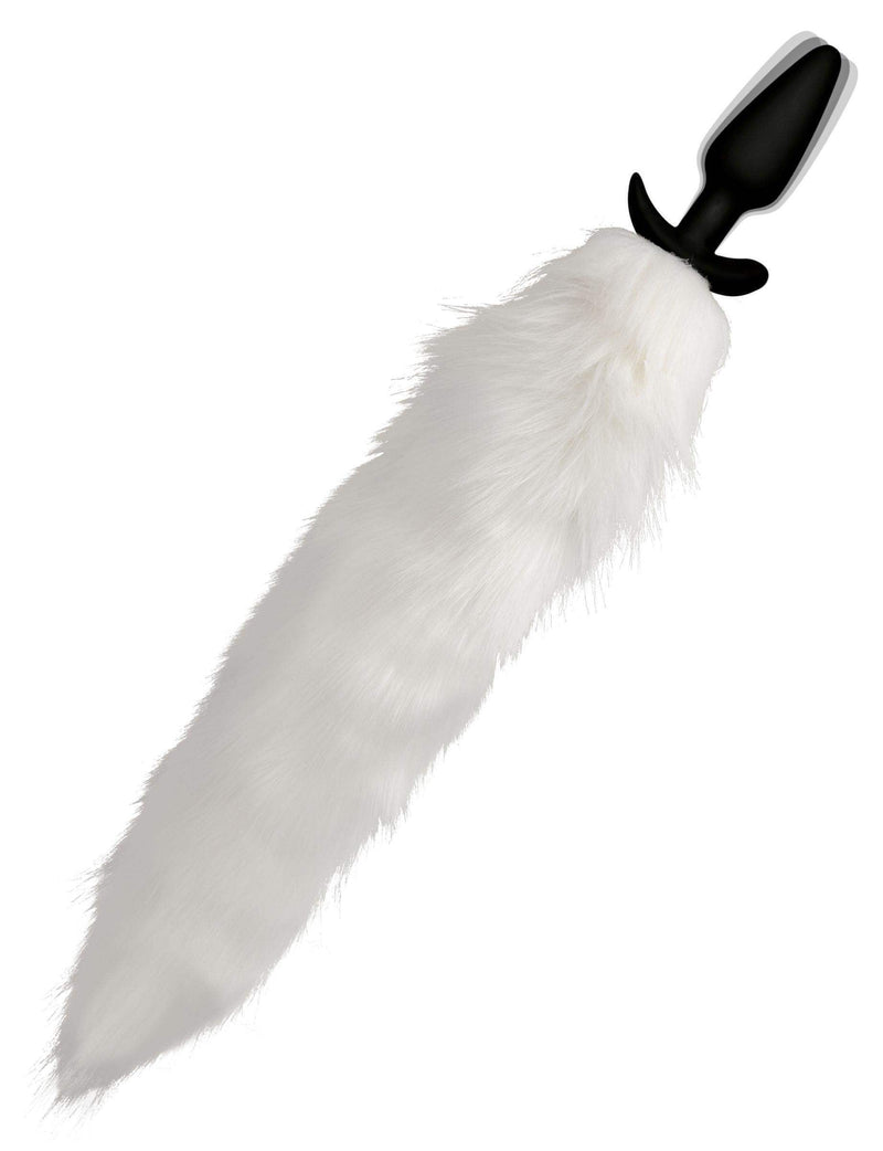 Vibrating White Fox Tail Slender Anal Plug - The Dildo Hub