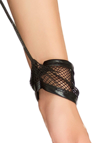 Wet Look Fishnet Bondage Garter Dress with Restraint Cuffs - The Dildo Hub