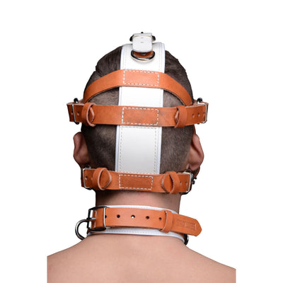 White and Tan Hospital Style Leather Muzzle - The Dildo Hub