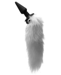 White Fox Tail Vibrating Anal Plug