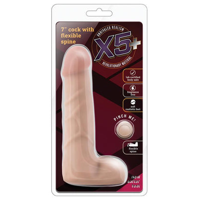 X5 7 Inch Cock With Flexible Spine - Natural - The Dildo Hub